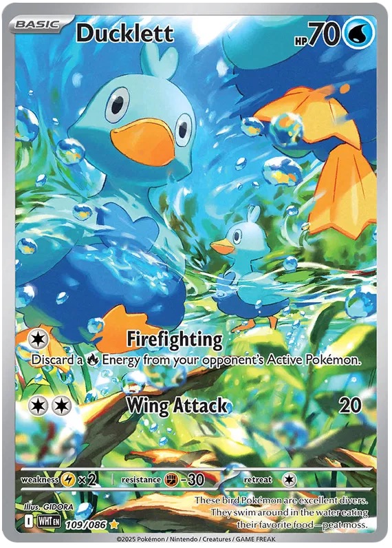 Pokemon TCG Ducklett Illustration Rare White Flare 109/86